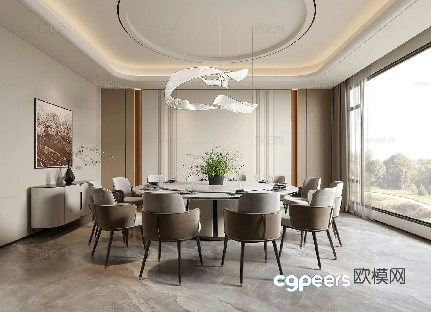 Modern restaurant private room 3D model