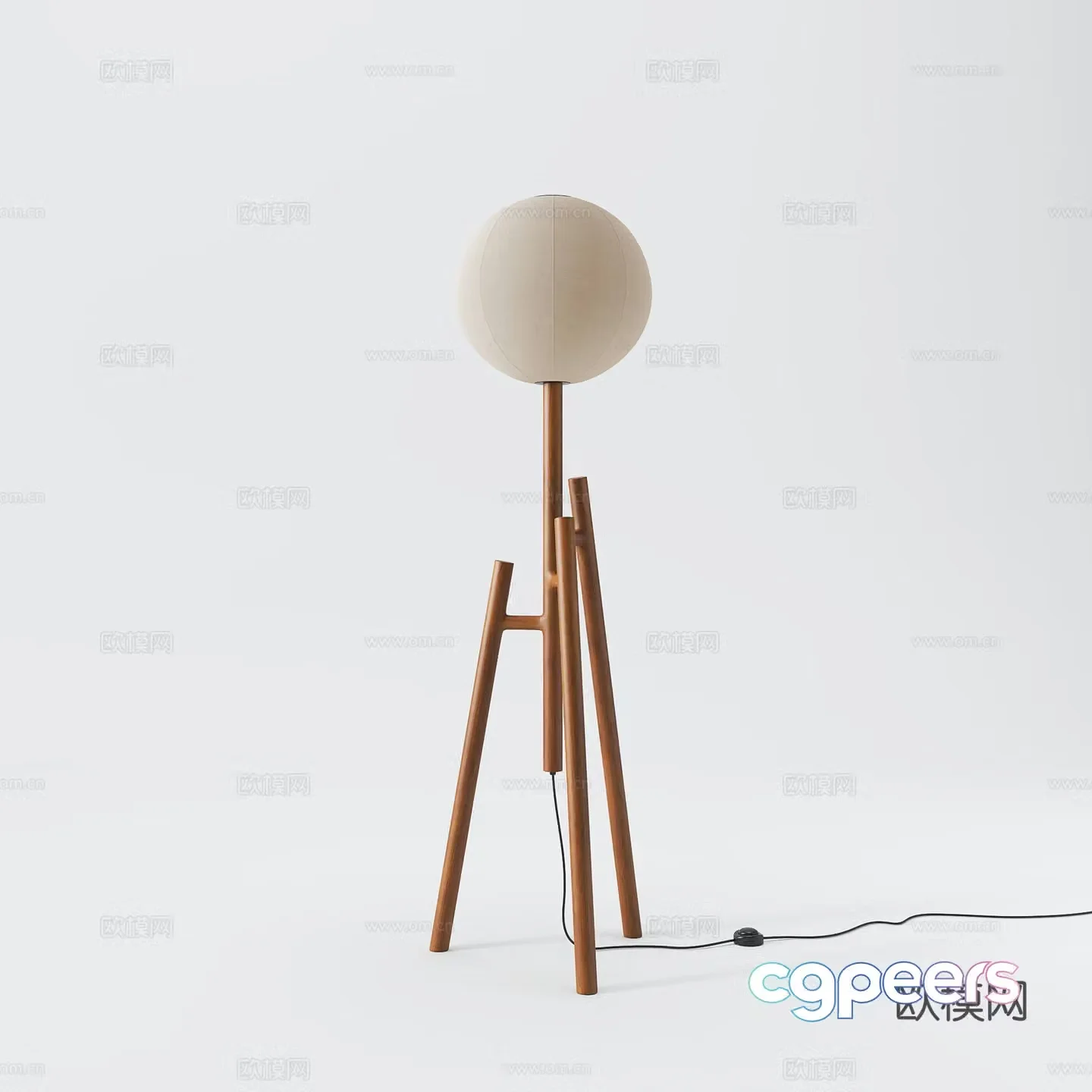 Modern medieval solid wood floor lamp 3d model