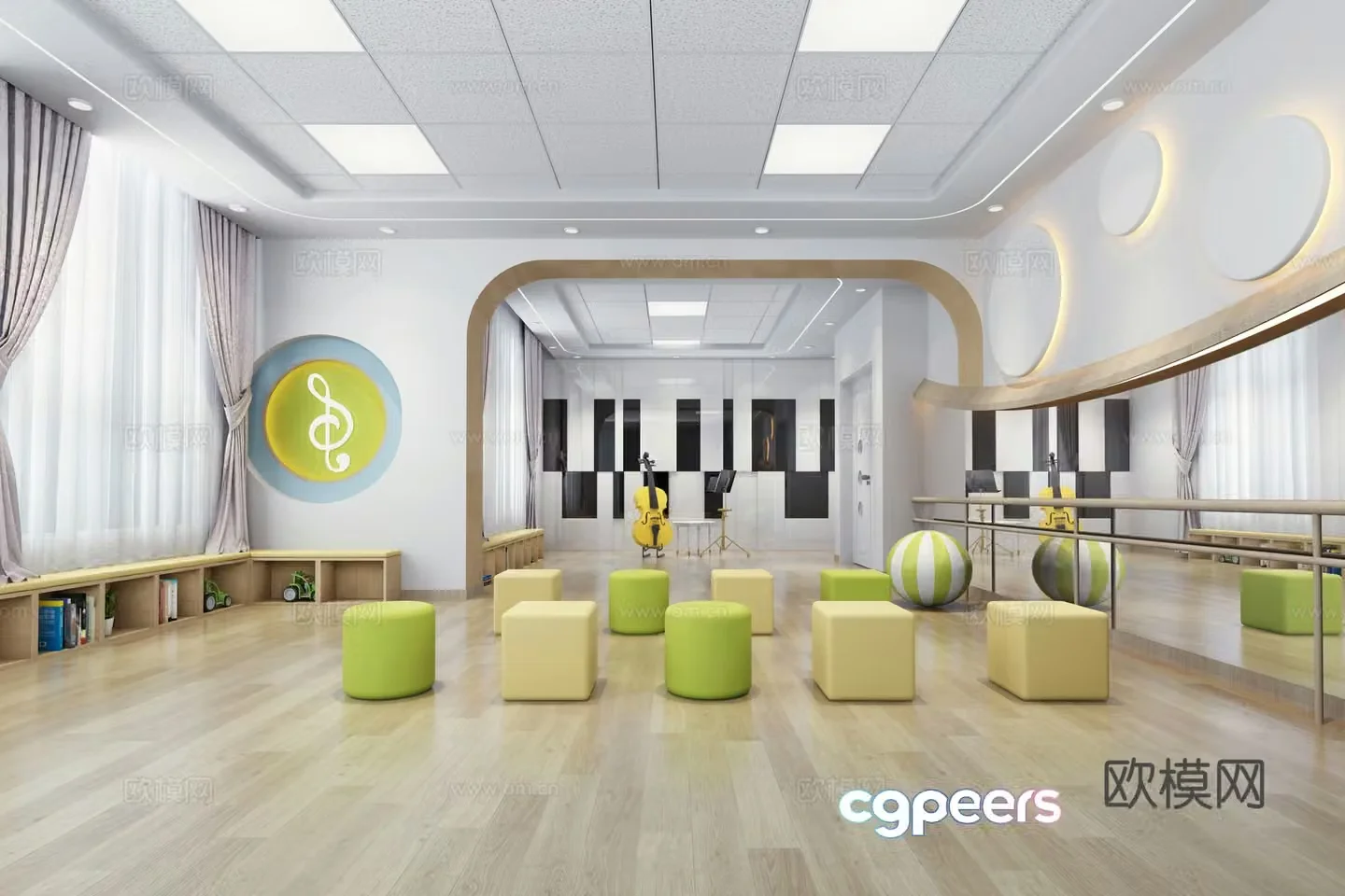 Kindergarten music classroom dance music classroom 3d model