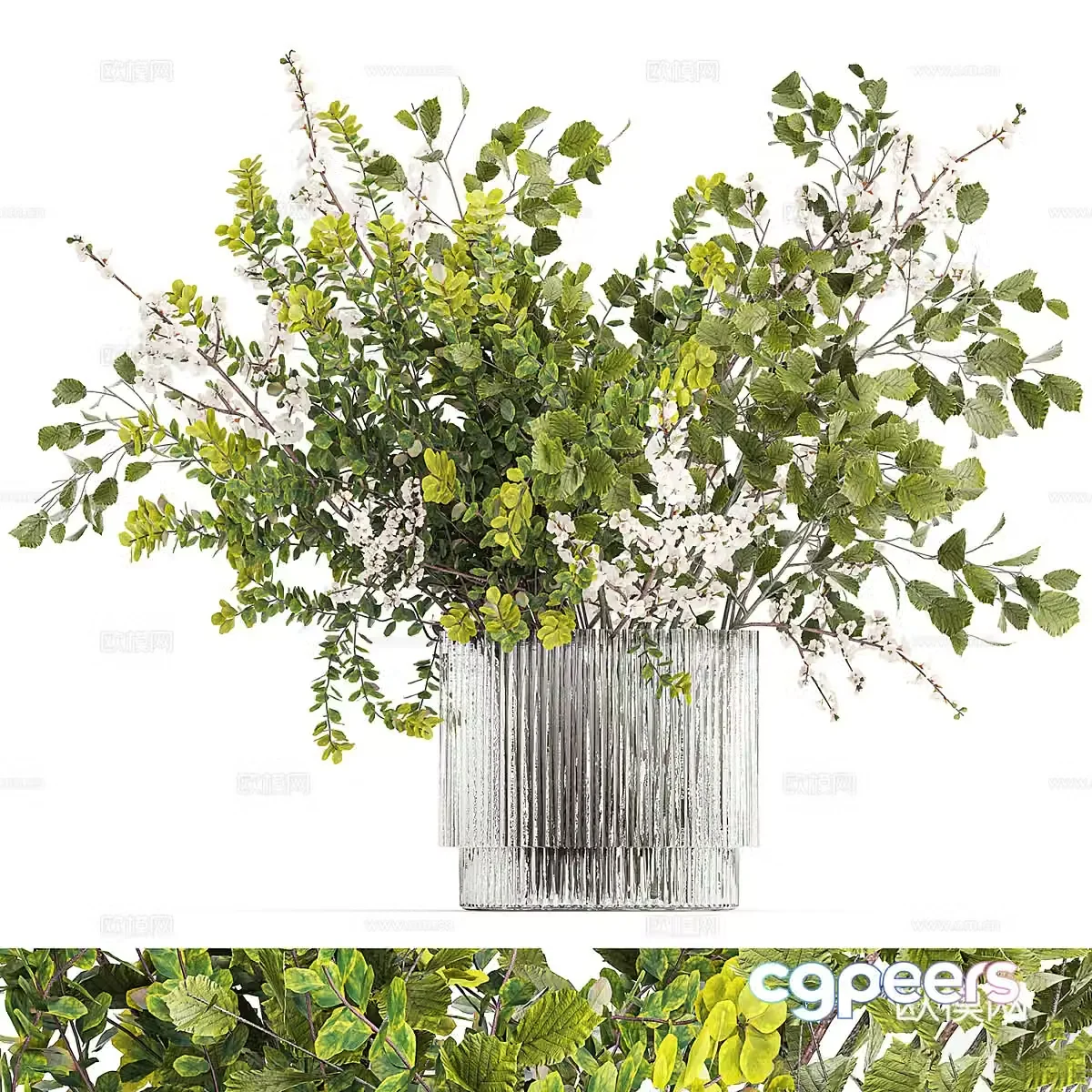 Modern cherry blossom bouquet vase floral art 3d model