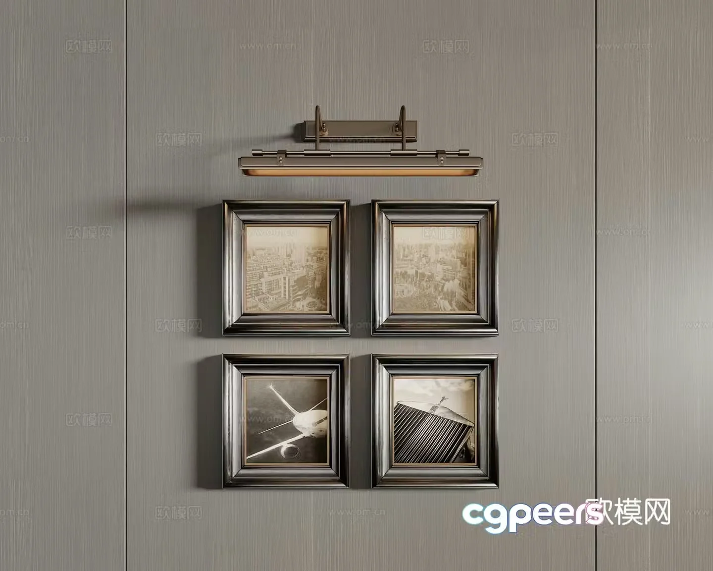 Advanced gray abstract hanging paintings black and white hanging paintings decorative paintings combined paintings 3D model