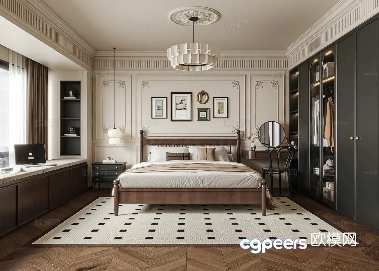 French retro bedroom master bedroom 3d model