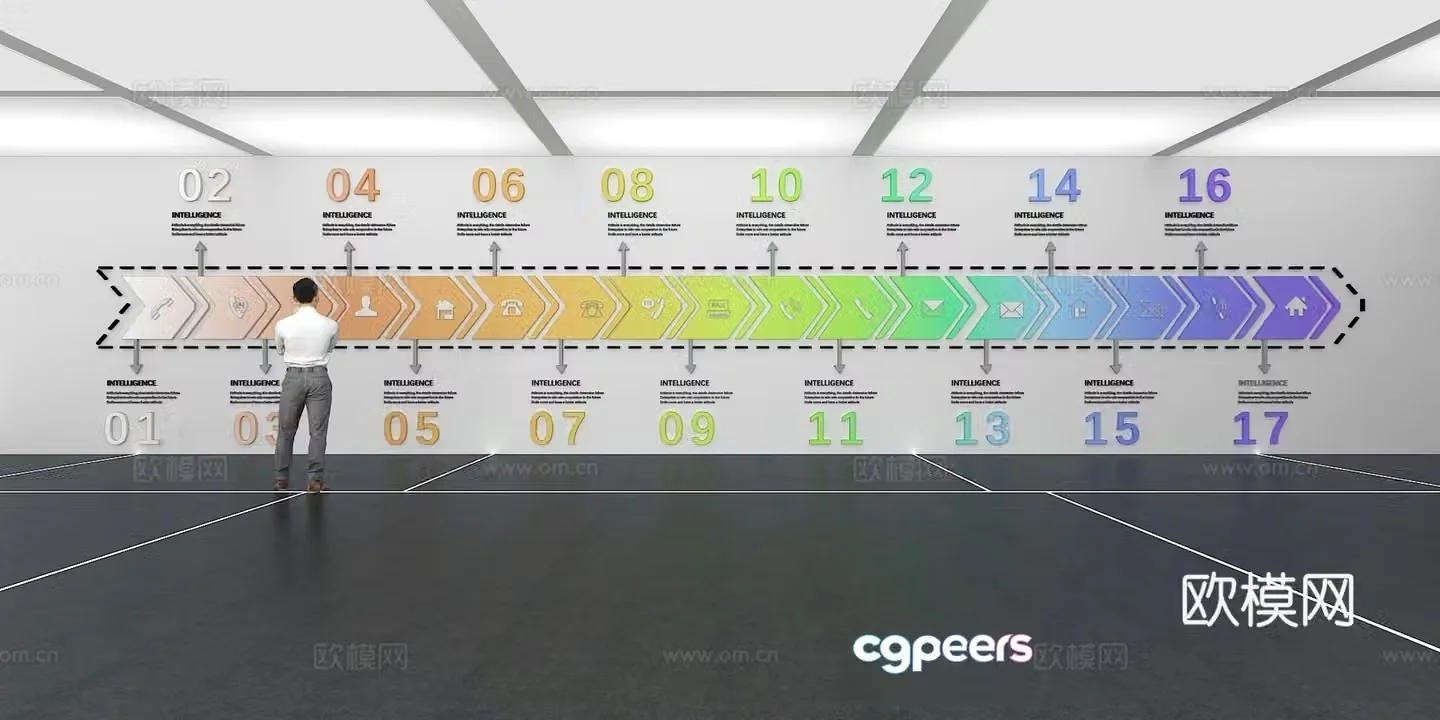Cultural wall Corporate culture wall Display wall Theme wall Exhibition hall Campus culture Corridor 3D model