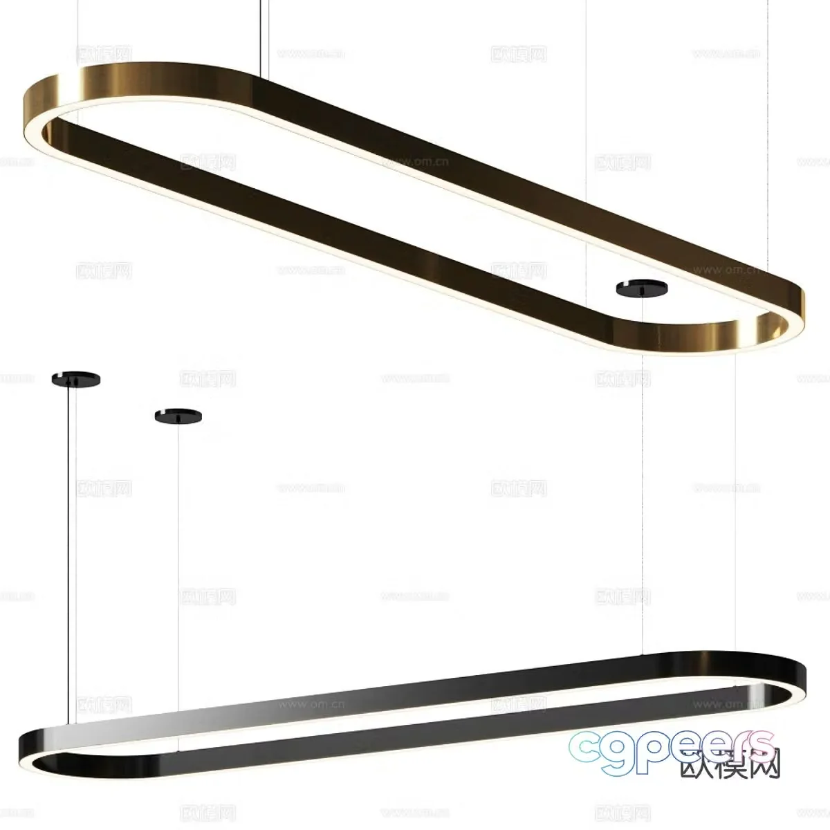 Light luxury long chandelier 3D model