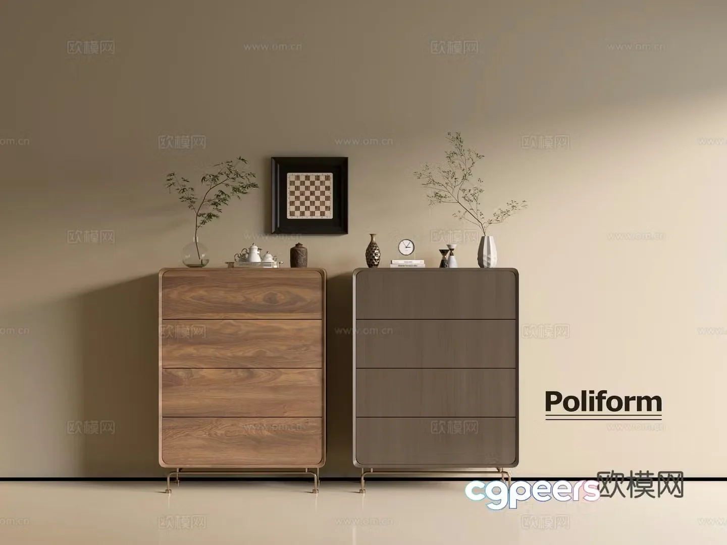 Modern wood grain TV cabinet simple side cabinet chest of drawers low cabinet whole cabinet side cabinet balcony 3D model