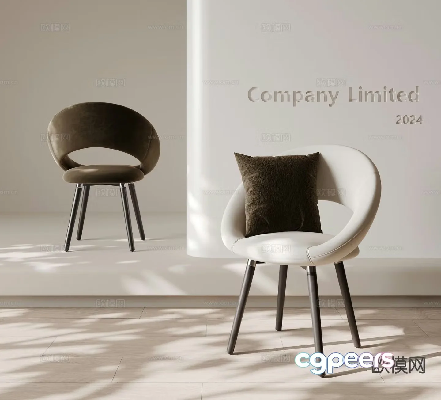 Cream style single chair dining chair 3d model