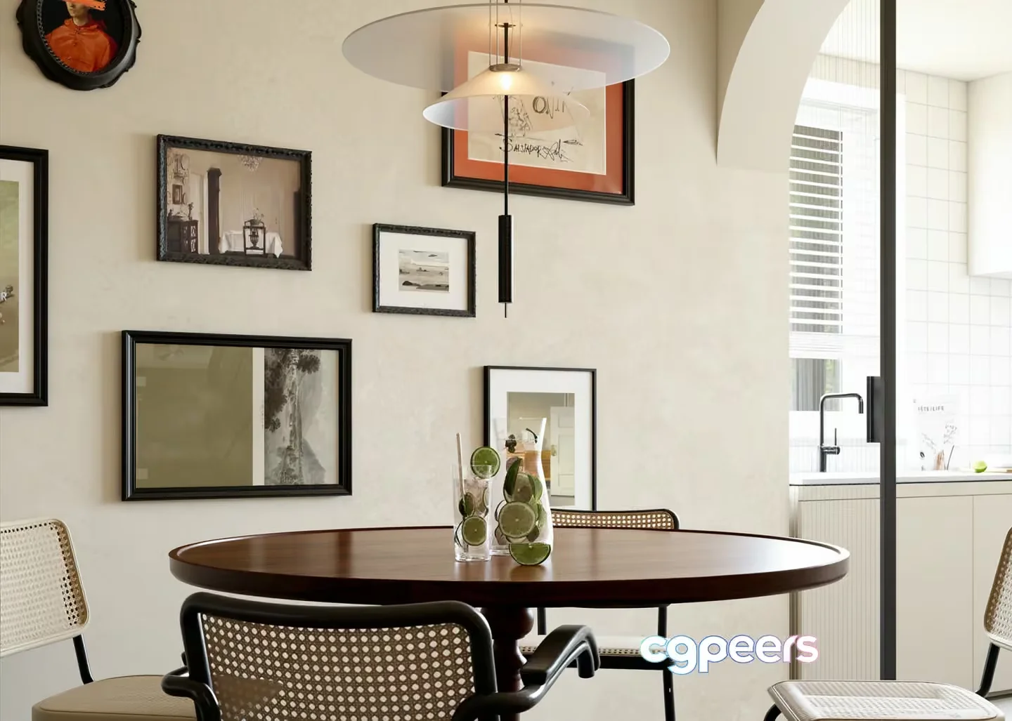 A Round Dining Table 3D Model – 6593 – VRAY Render