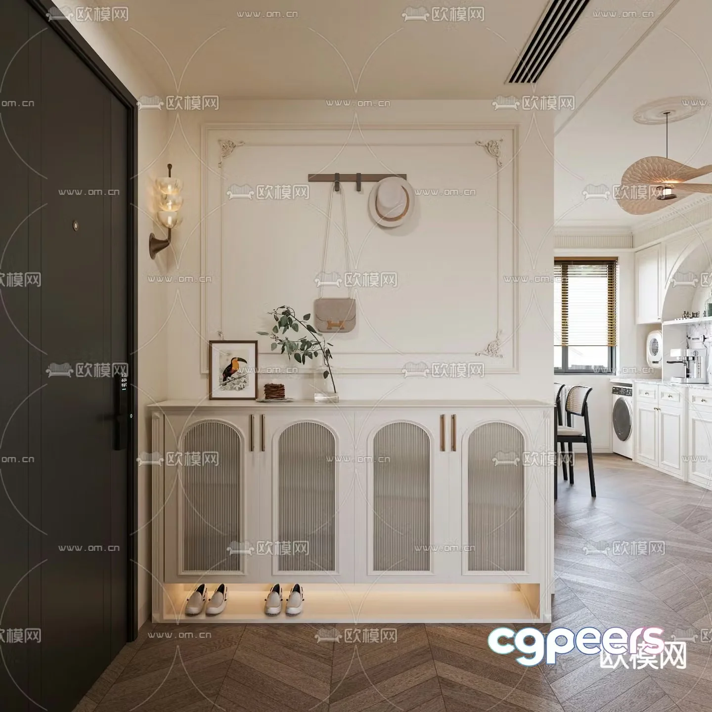 French door-to-door shoe cabinet 3D model