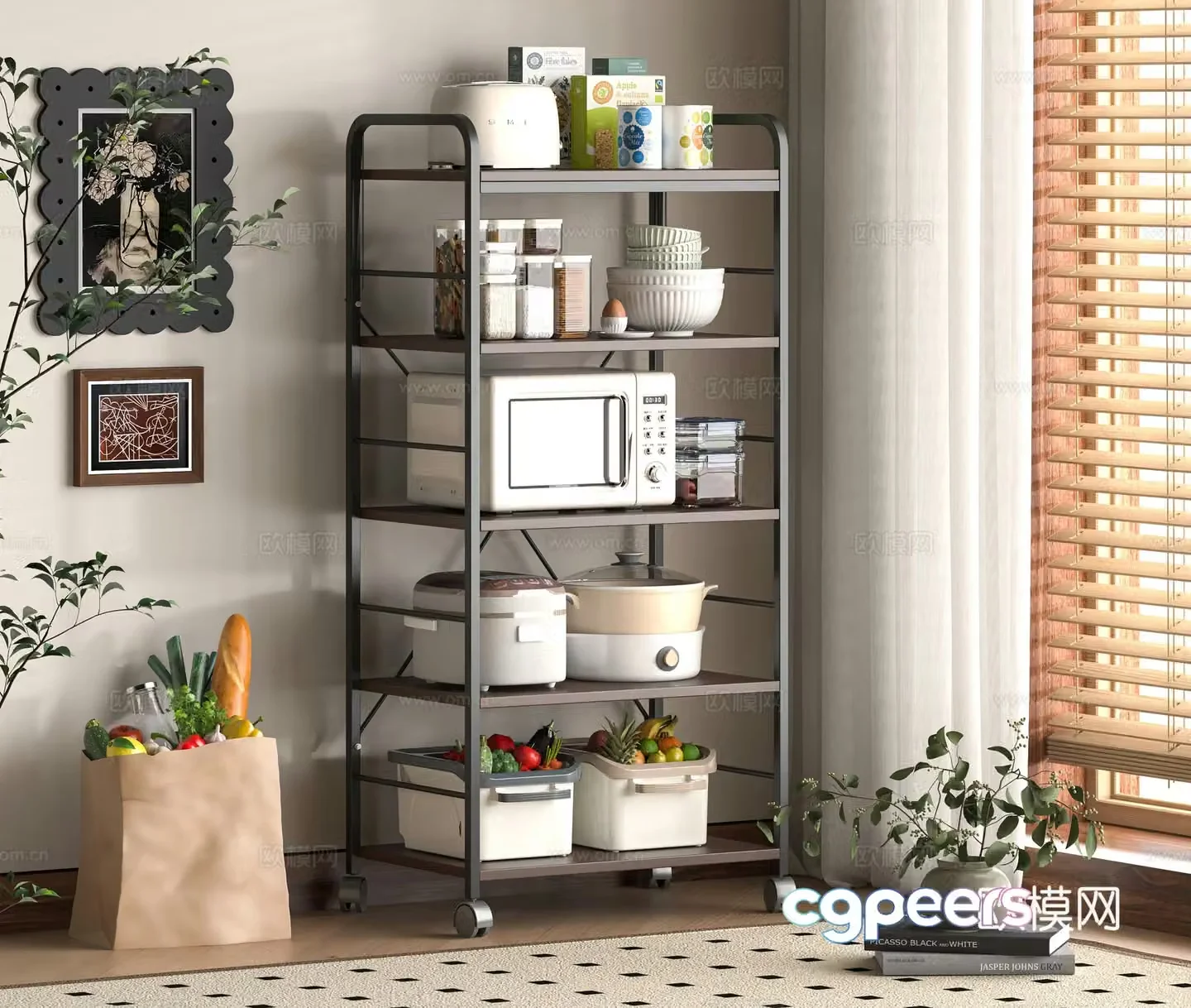 Modern kitchen shelf 3d model
