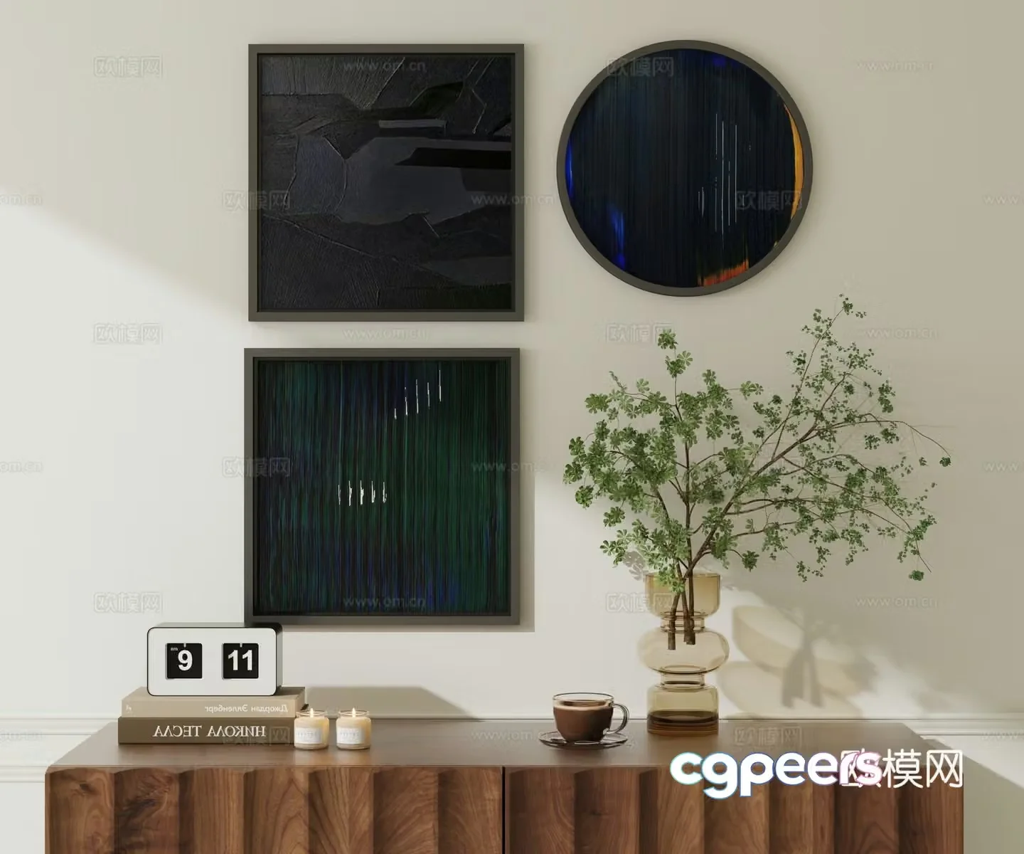 Modern decorative painting combination 3D model