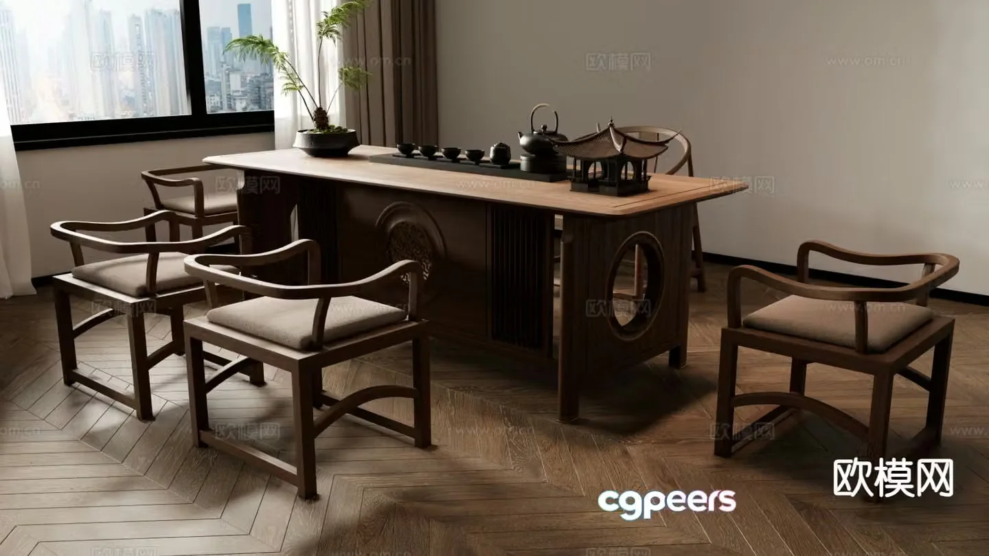 New Chinese style tea table tea table 3d model