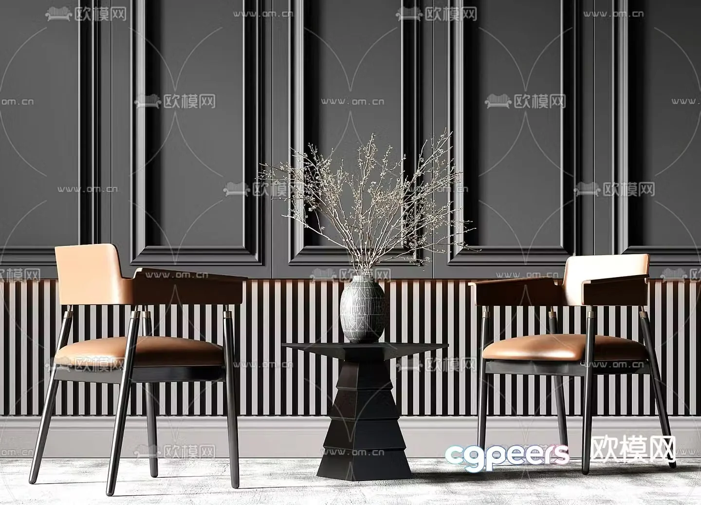 Leather chair leisure chair table 3d model