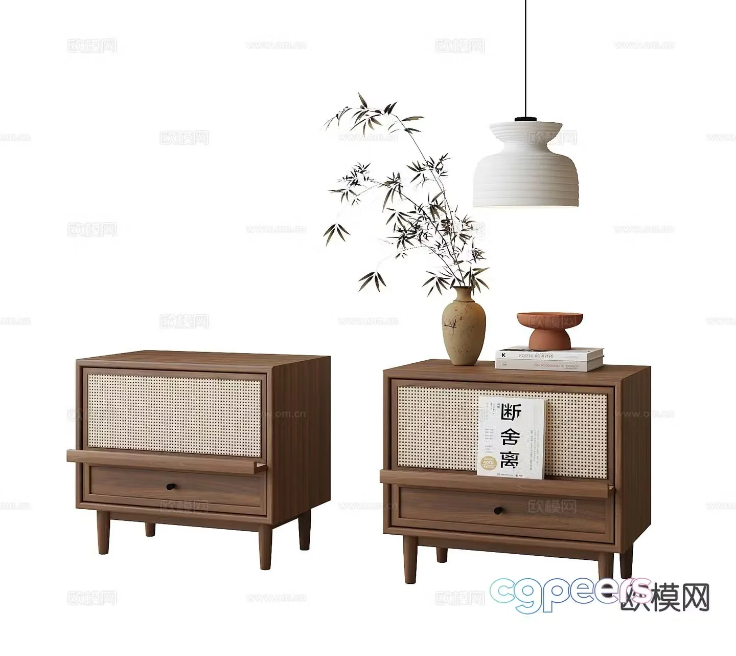 New Chinese style bedside table bedside chandelier 3d model