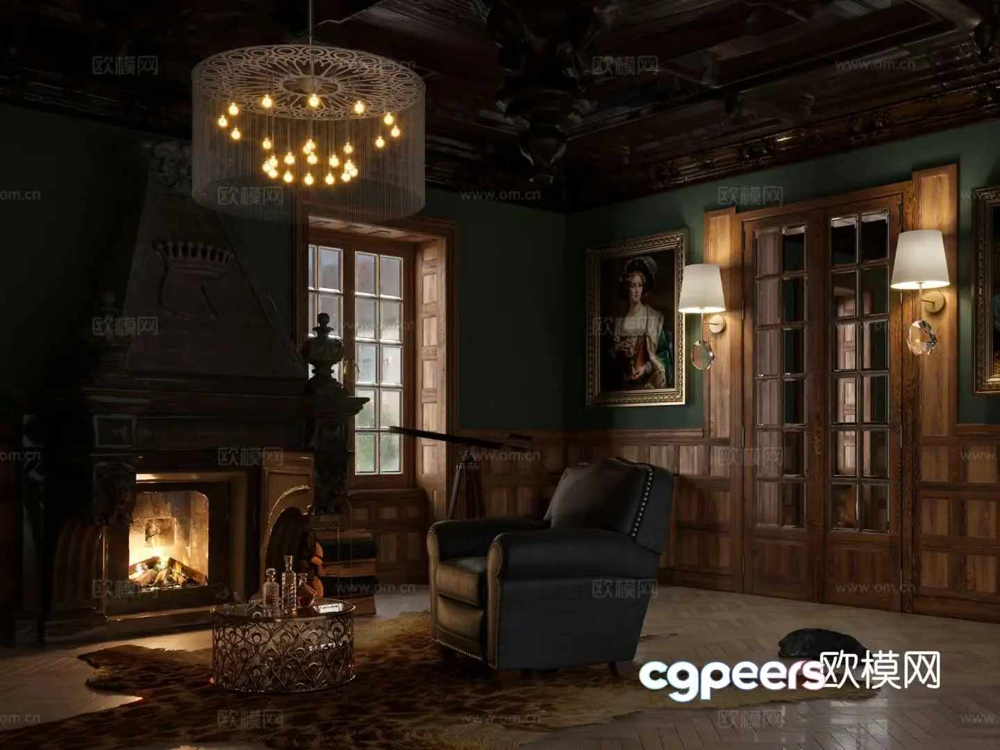 European style living room 3d model
