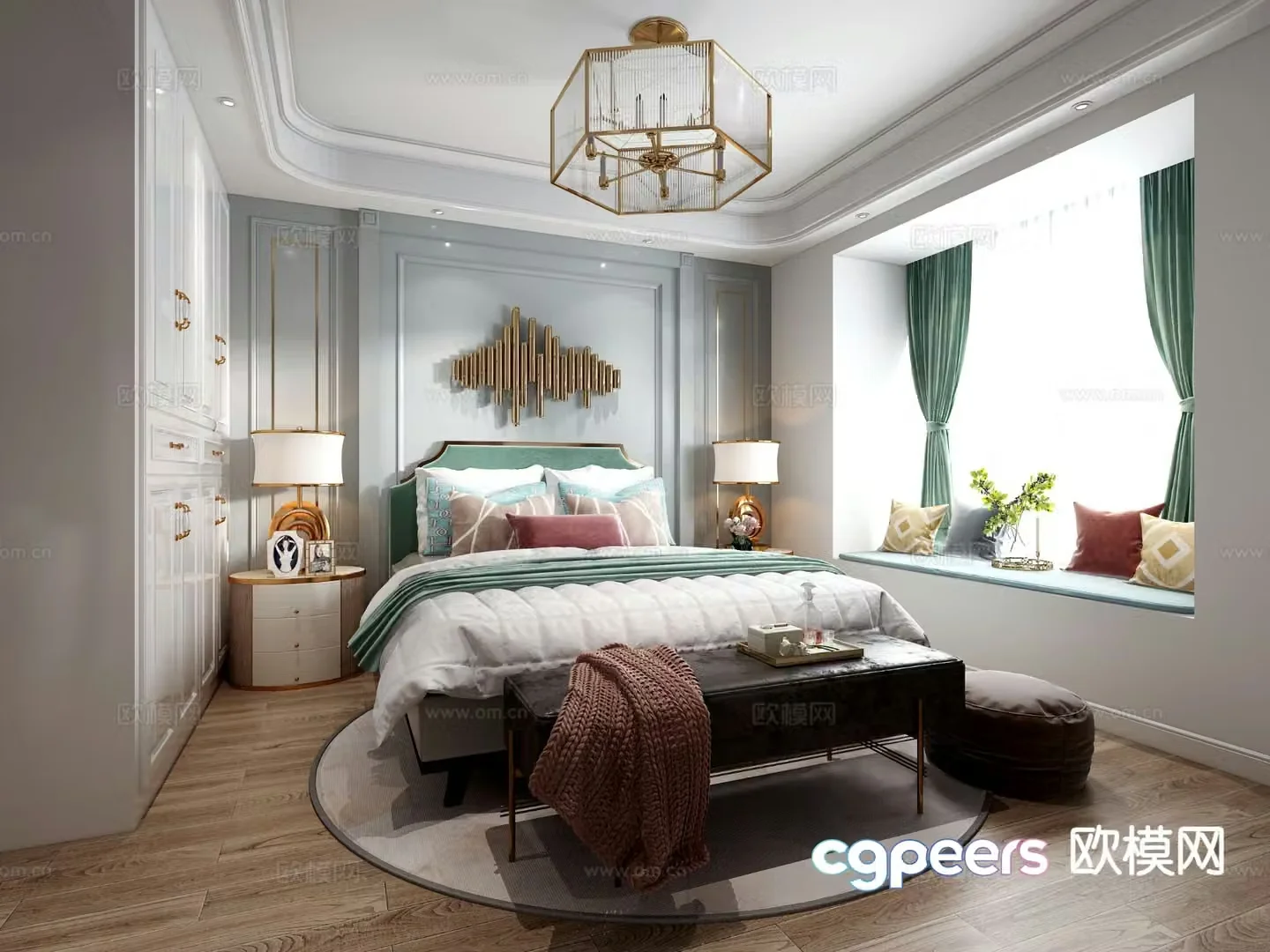 Simple European bedroom second bedroom 3D model