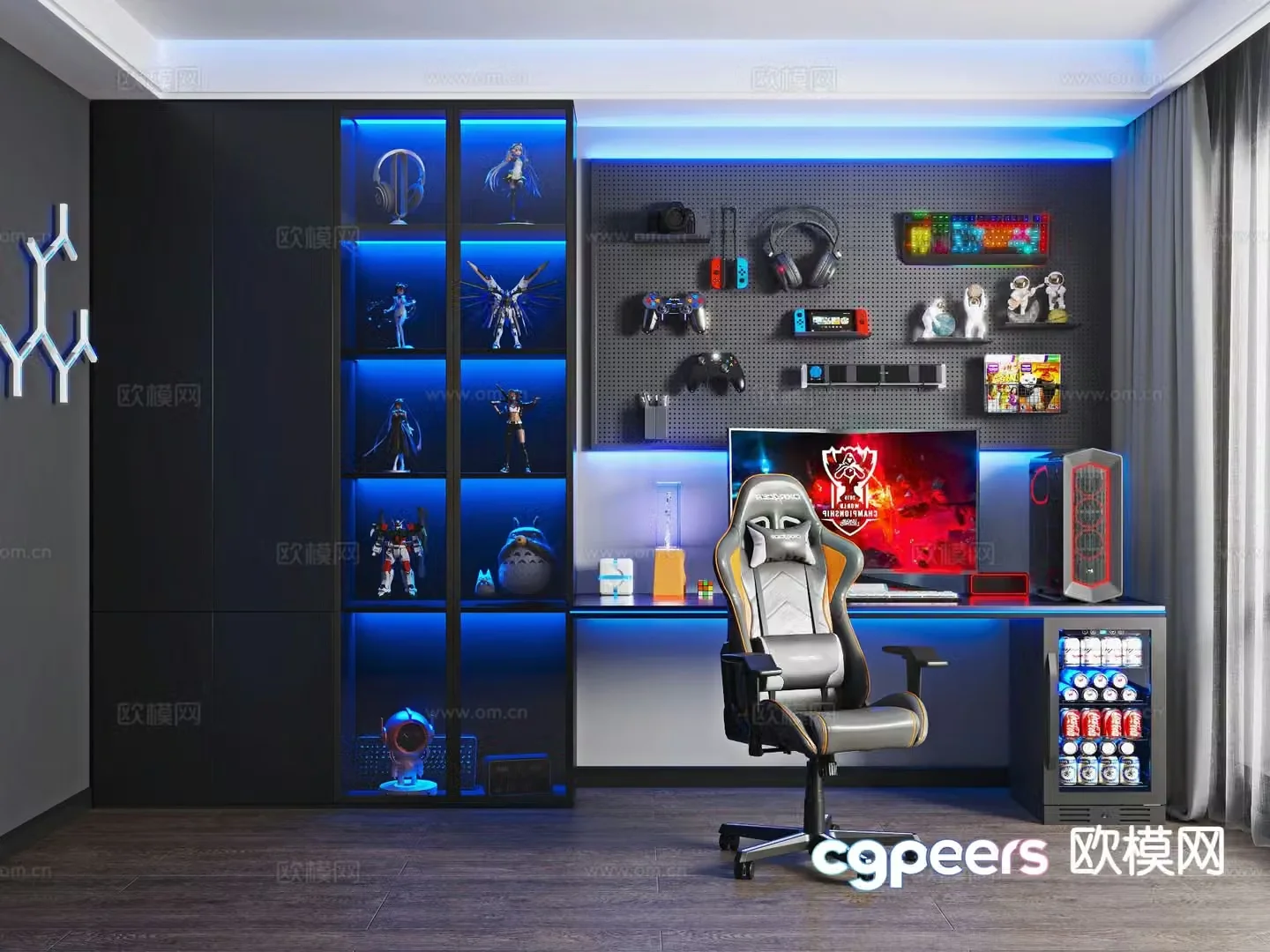 Modern eSports room computer room 3D model