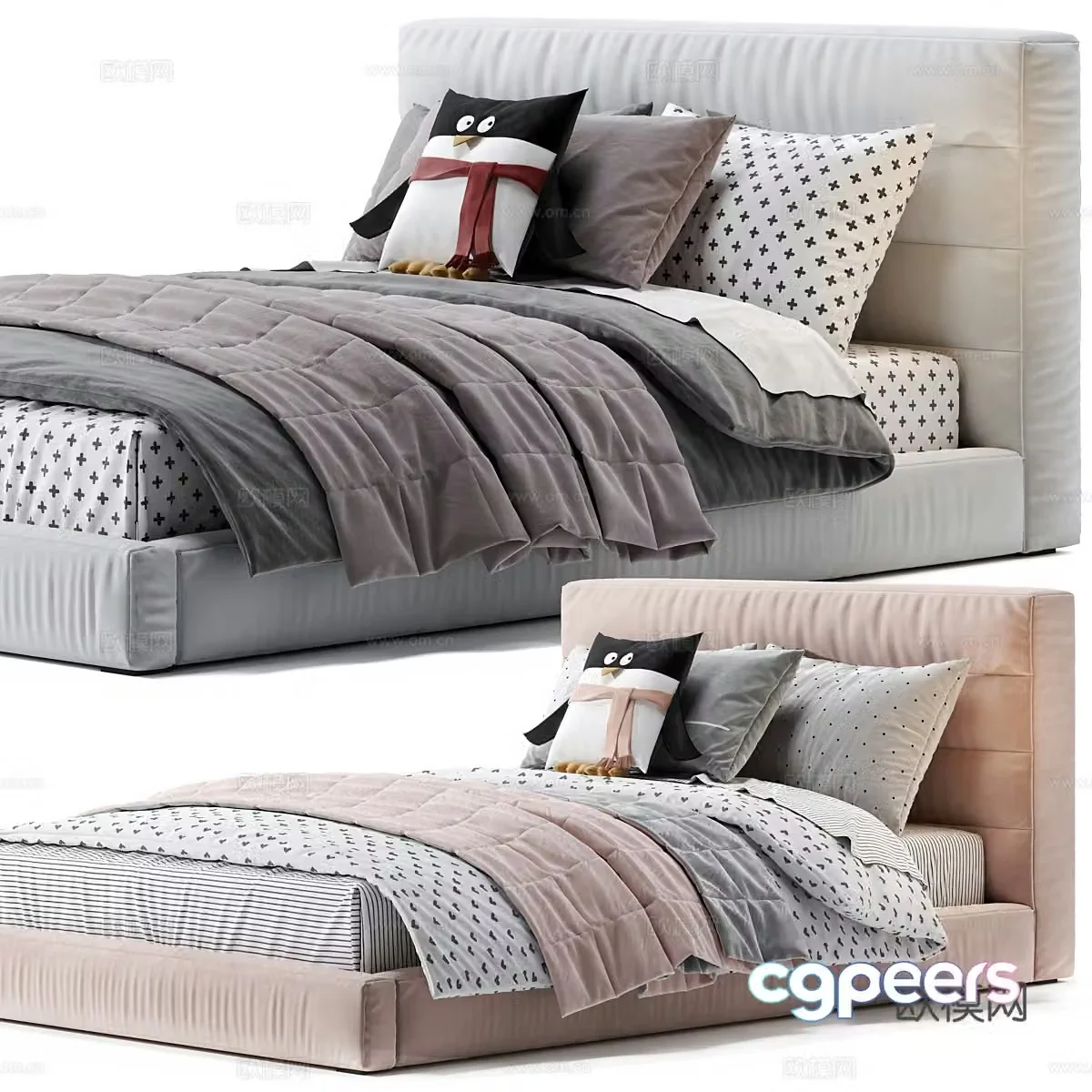 Children’s bed Single bed Fabric single bed Boy’s bed Girl’s bed Bedding pillow 3D model