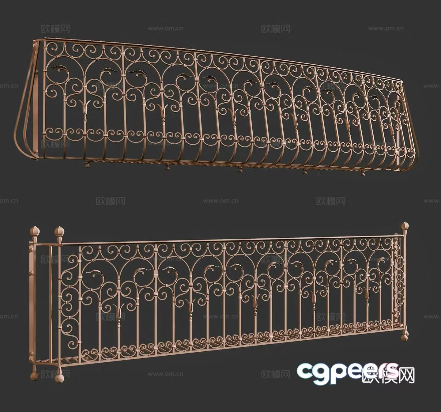 European Wrought Wrought Railing 3D Model