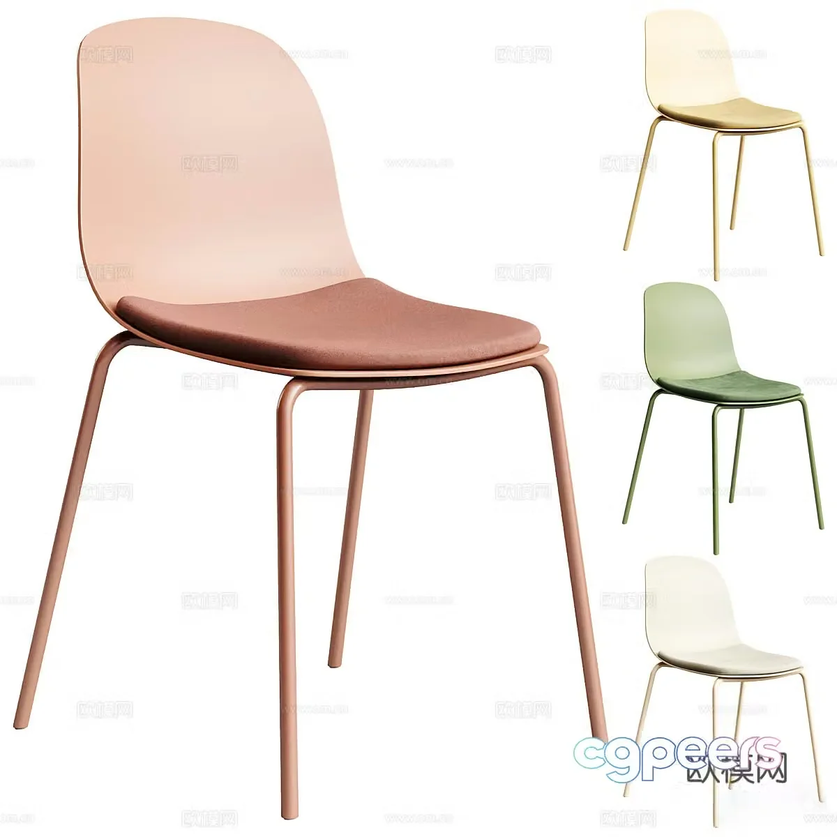Modern dopamine chair dining chair 3D model