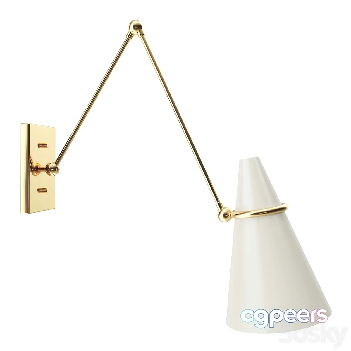 3ds Max Free – Aldus Ivory Polished Brass Wall Sconce by Hettler.Tüllmann