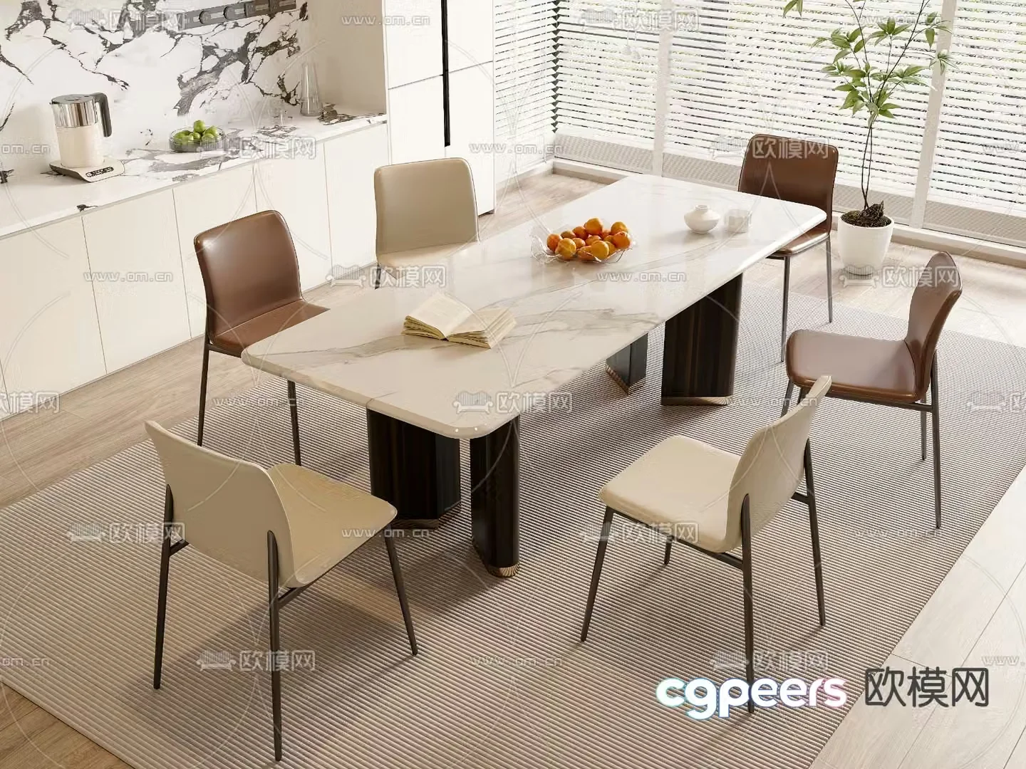 Dining table and chairs dining table 3d model