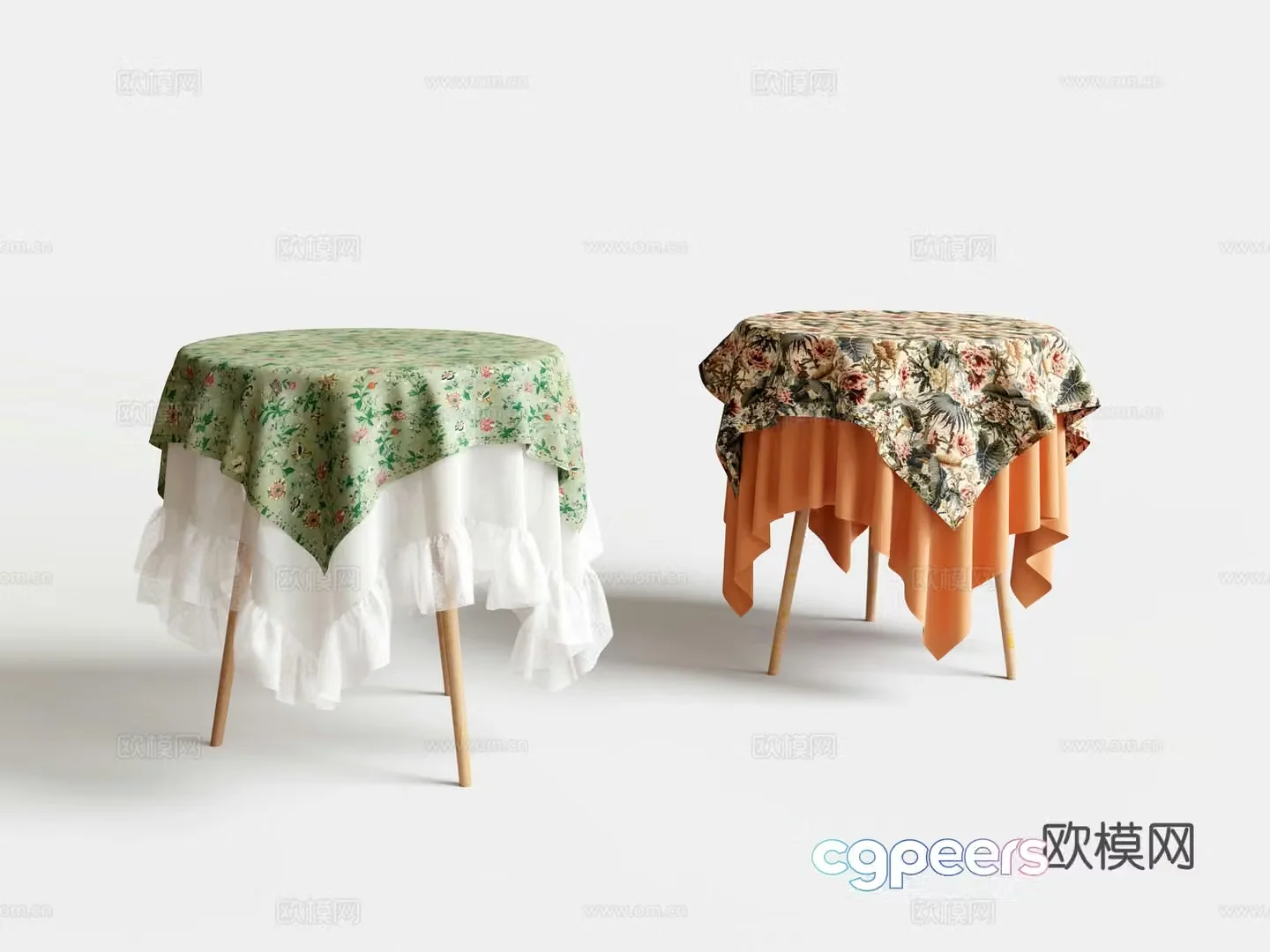 French dining table round table 3d model