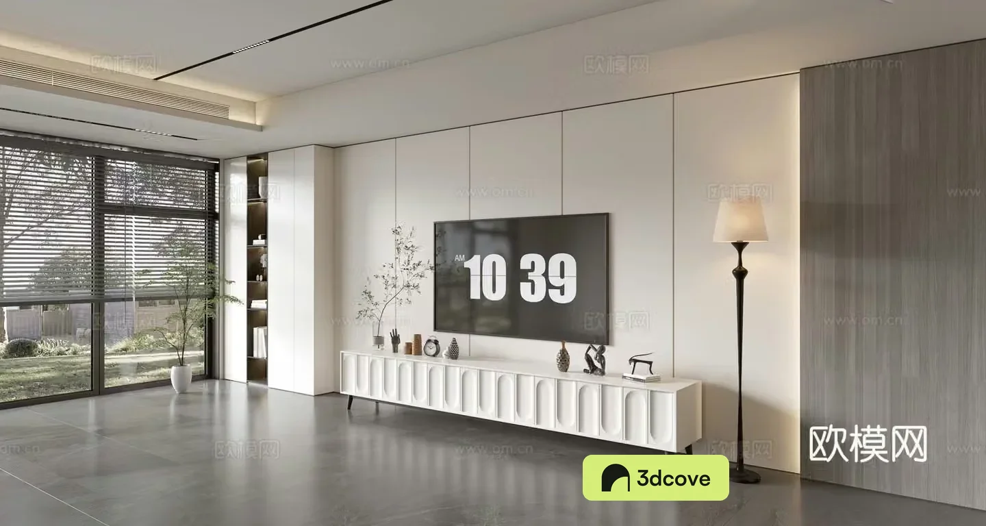 Modern creamy living room light luxury TV background wall creamy TV background wall full wall TV cabinet