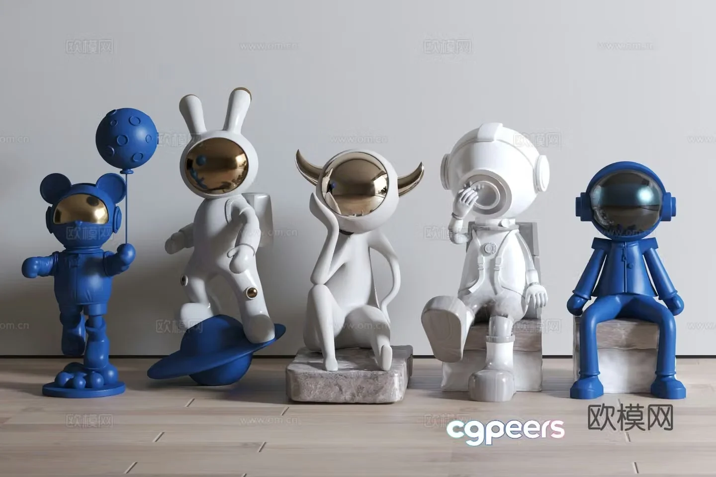 Modern astronaut sculpture trendy toy 3D model