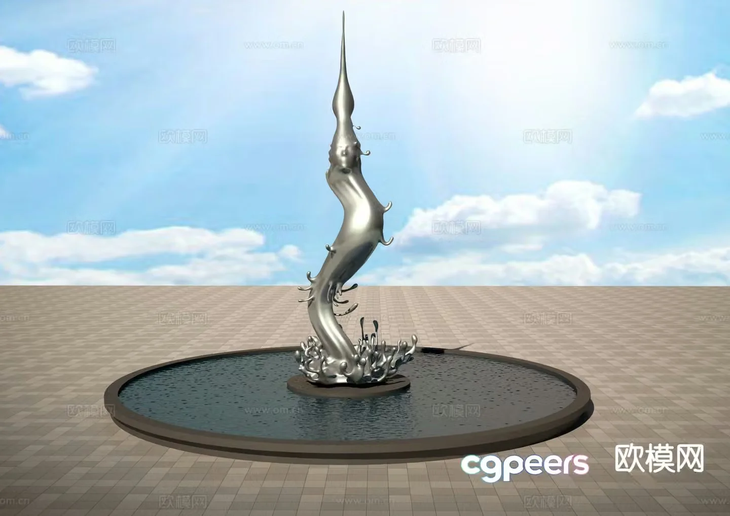 Creative wave sculpture 3d model
