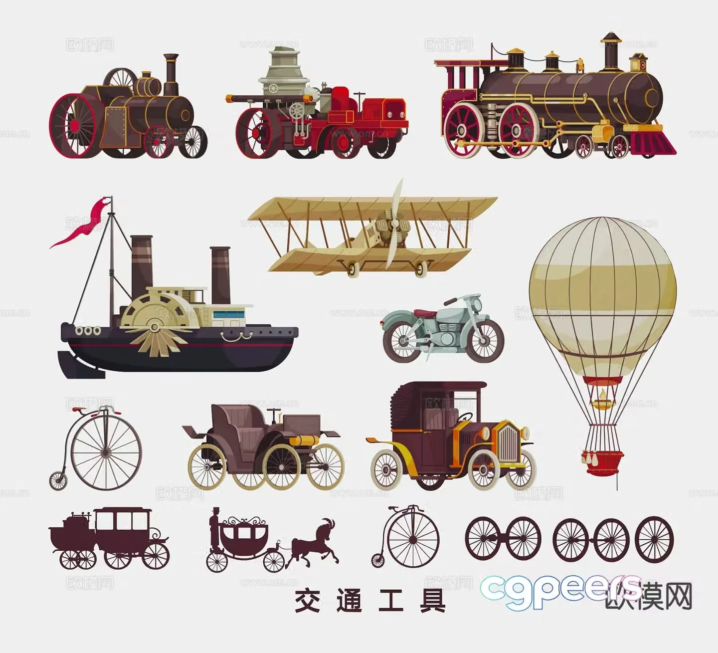 Vehicle ship hot air balloon tire wall hanging 3d model