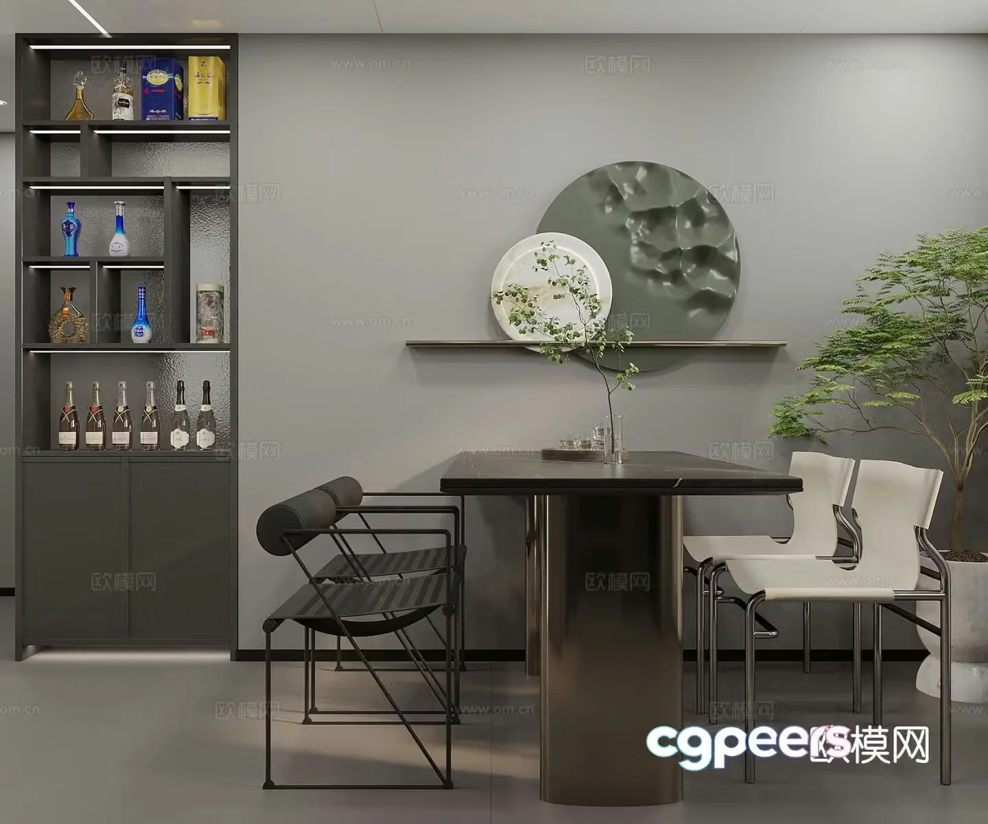 Modern minimalist restaurant 3d model
