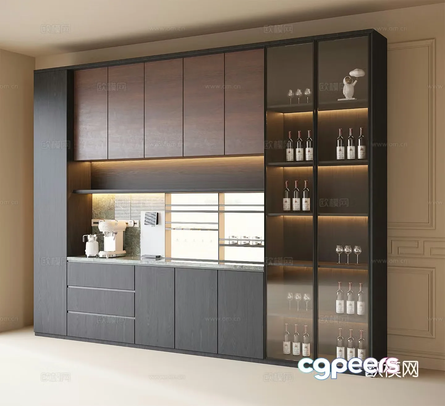Italian wine cabinet sideboard 3d model