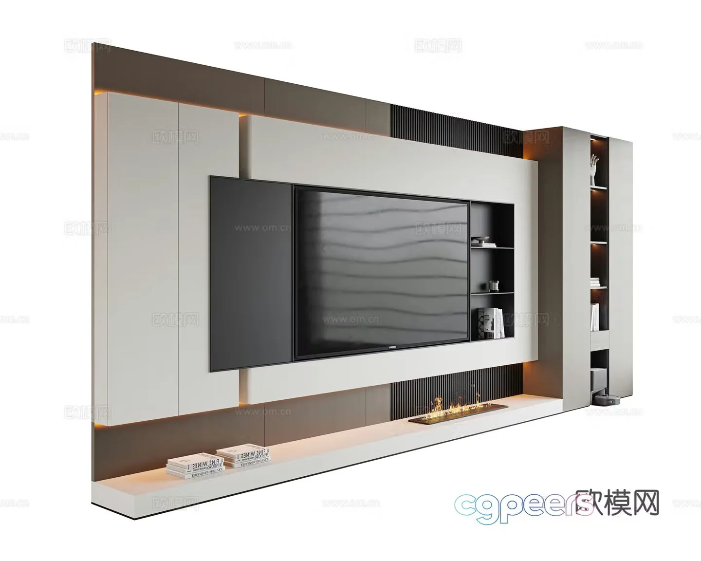 Italian TV background wall Hanging TV background wall Stone background wall Embedded TV wall Grid 3D model