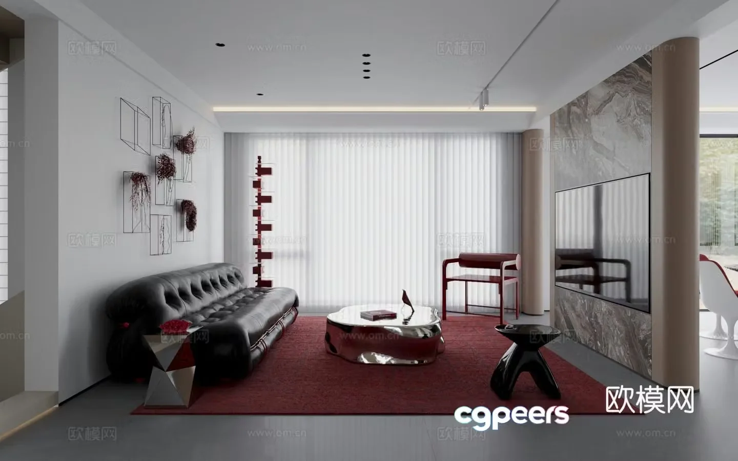 Modern living and dining room sofa dining room living room carpet 3d model