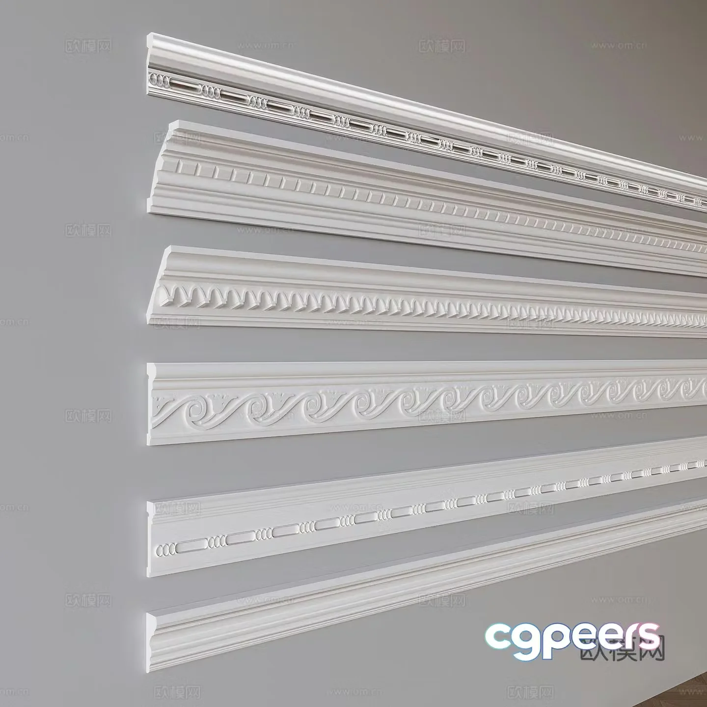 French plaster lines carved lines waistline 3D model