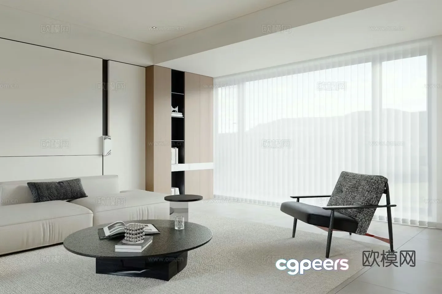 Modern curtains venetian blinds blackout curtains 3d model