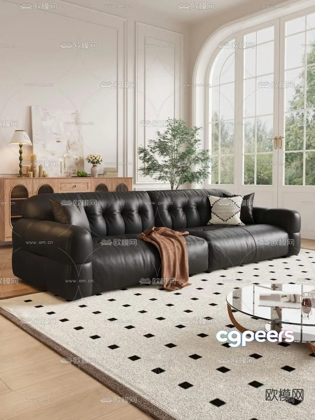 French sofa double sofa 3d model