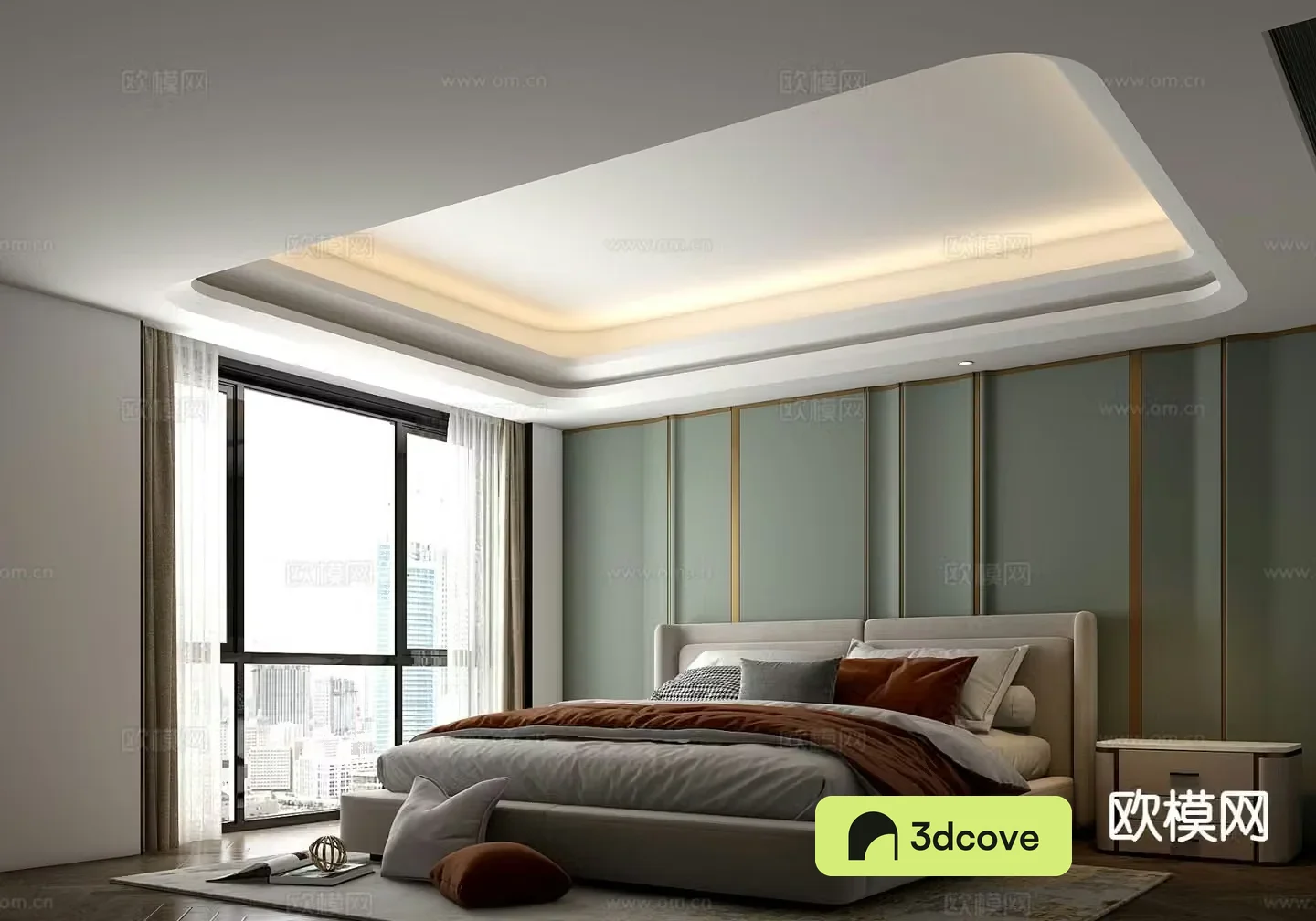 Modern fabric double bed