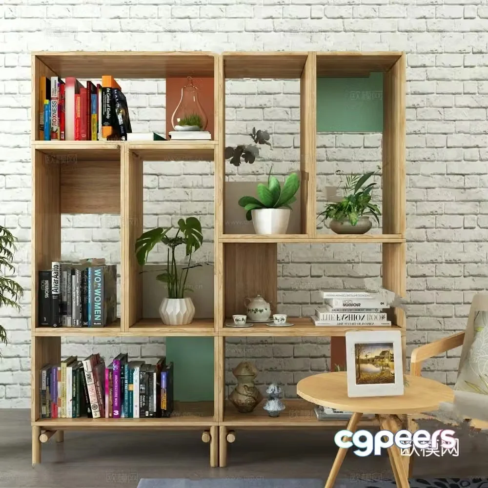 Modern bookcase model 3d model
