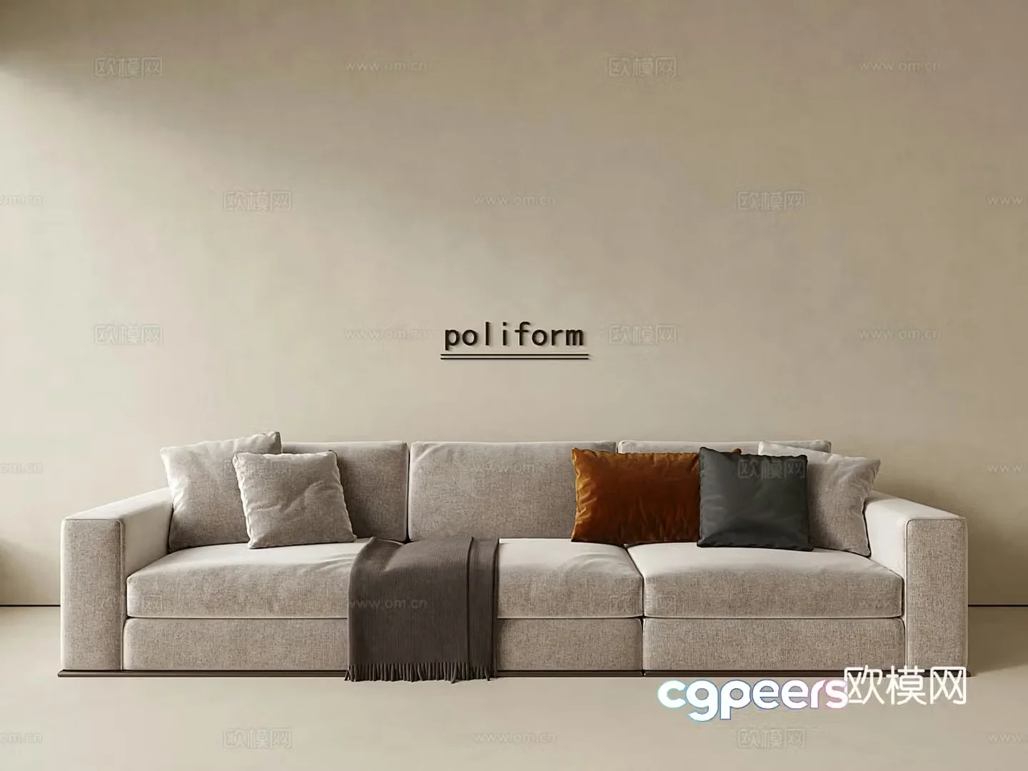 Modern sofa three-person sofa multi-person sofa small living room office 3d model