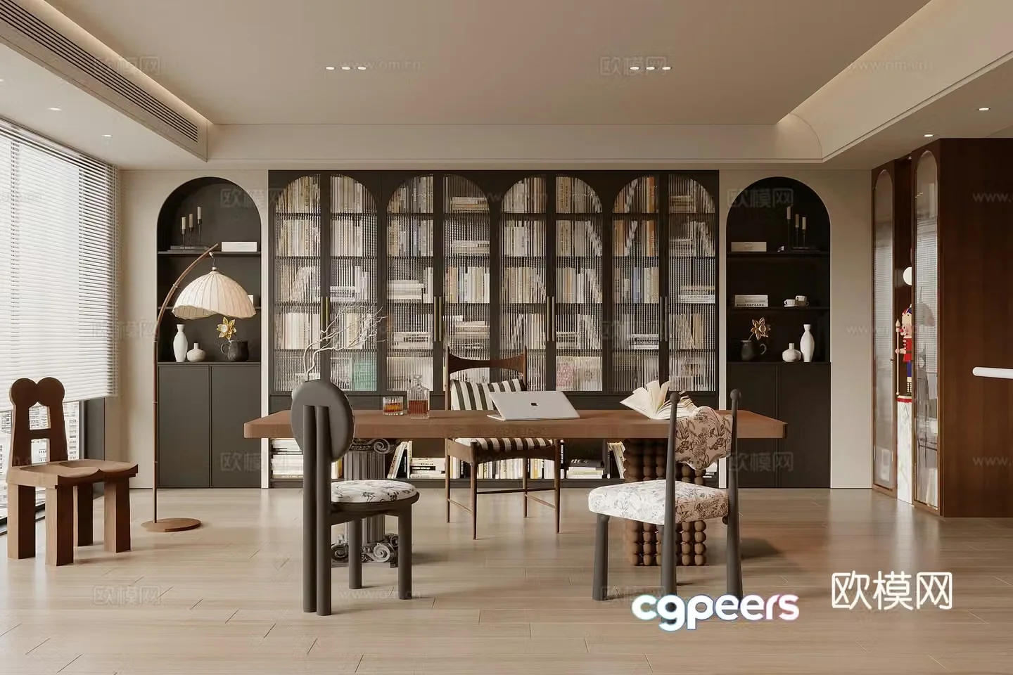 3D model of medieval style bookcase