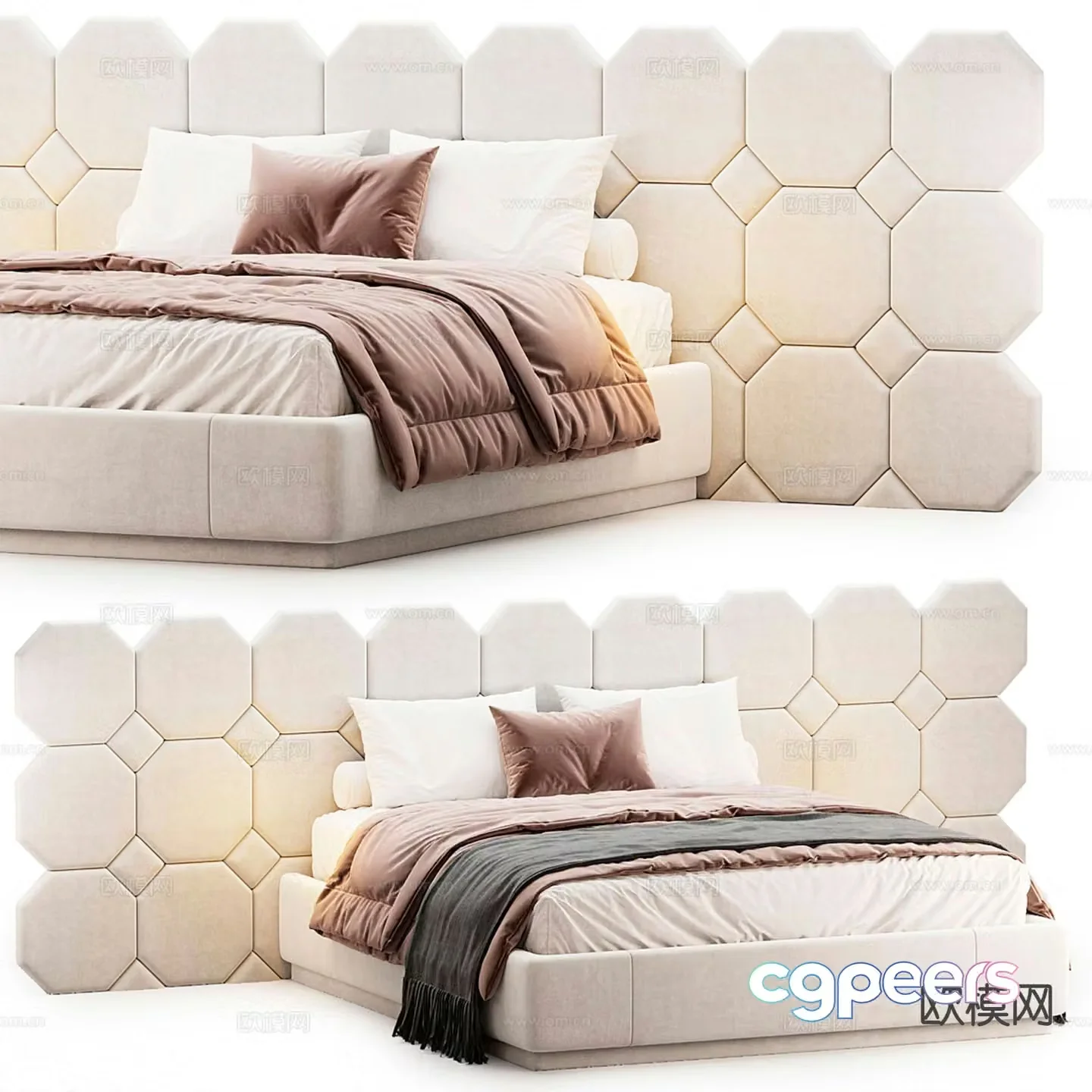 Modern double bed 3d model