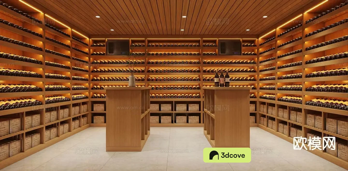 Modern red wine cellar cold storage room constant temperature room