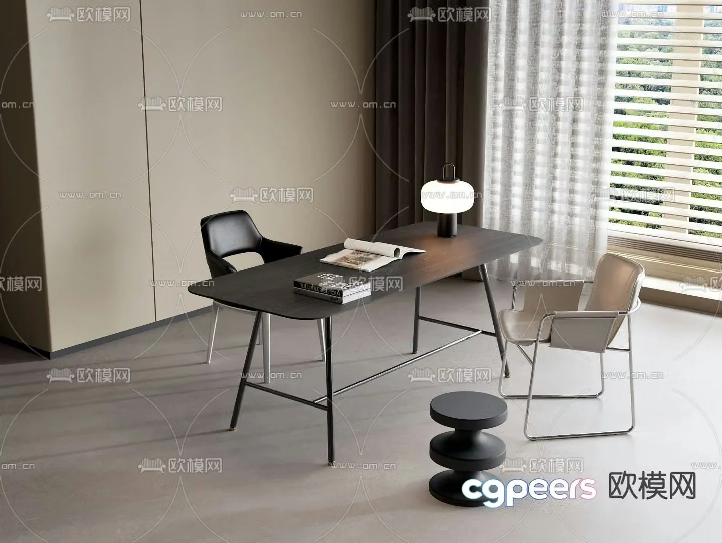 Modern solid wood desk 3d model
