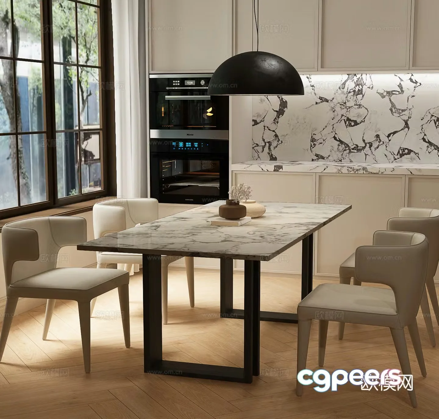 Modern Italian dining table and chair Italian dining table and chair 3d model