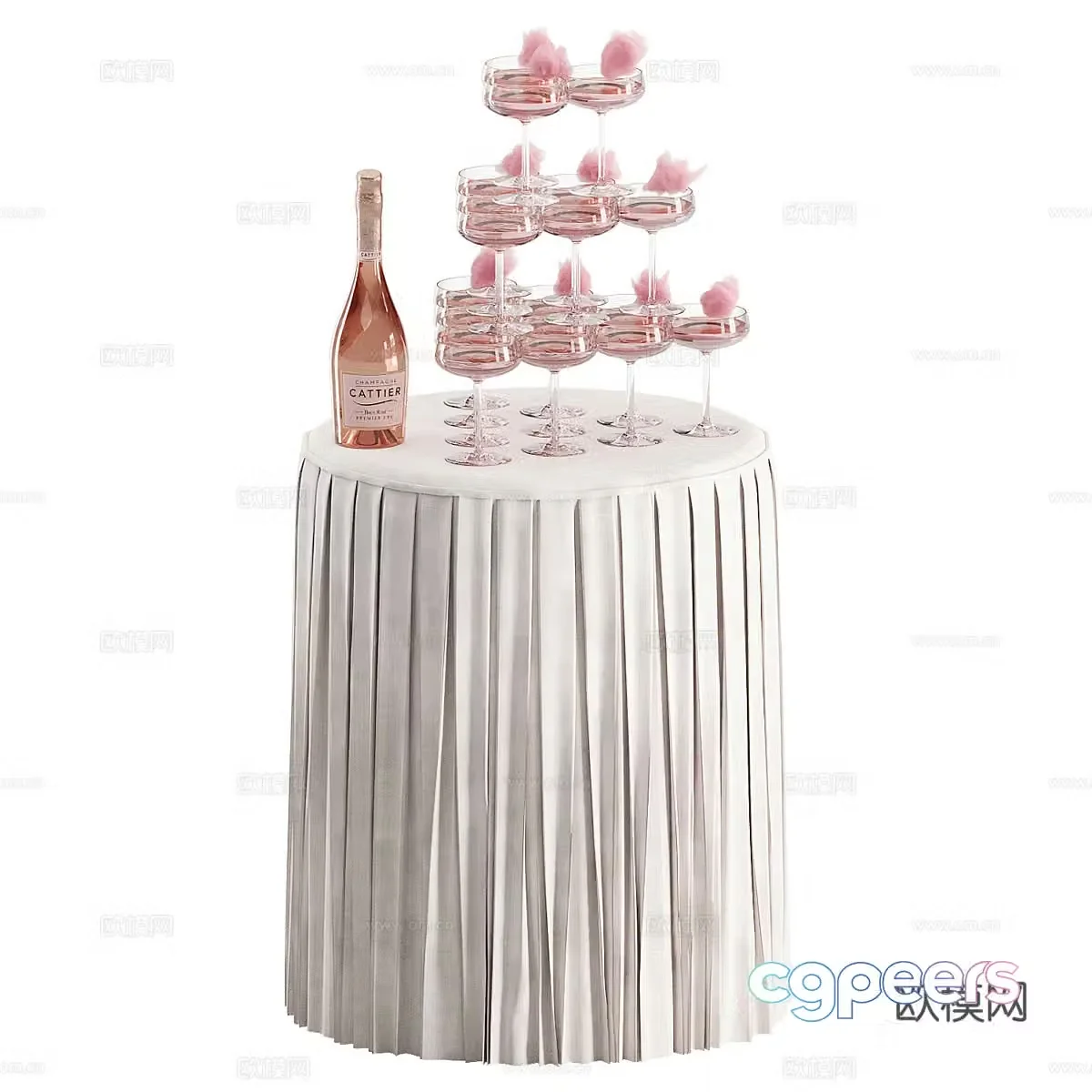 Modern Champagne Glasses Pyramid 3d Model
