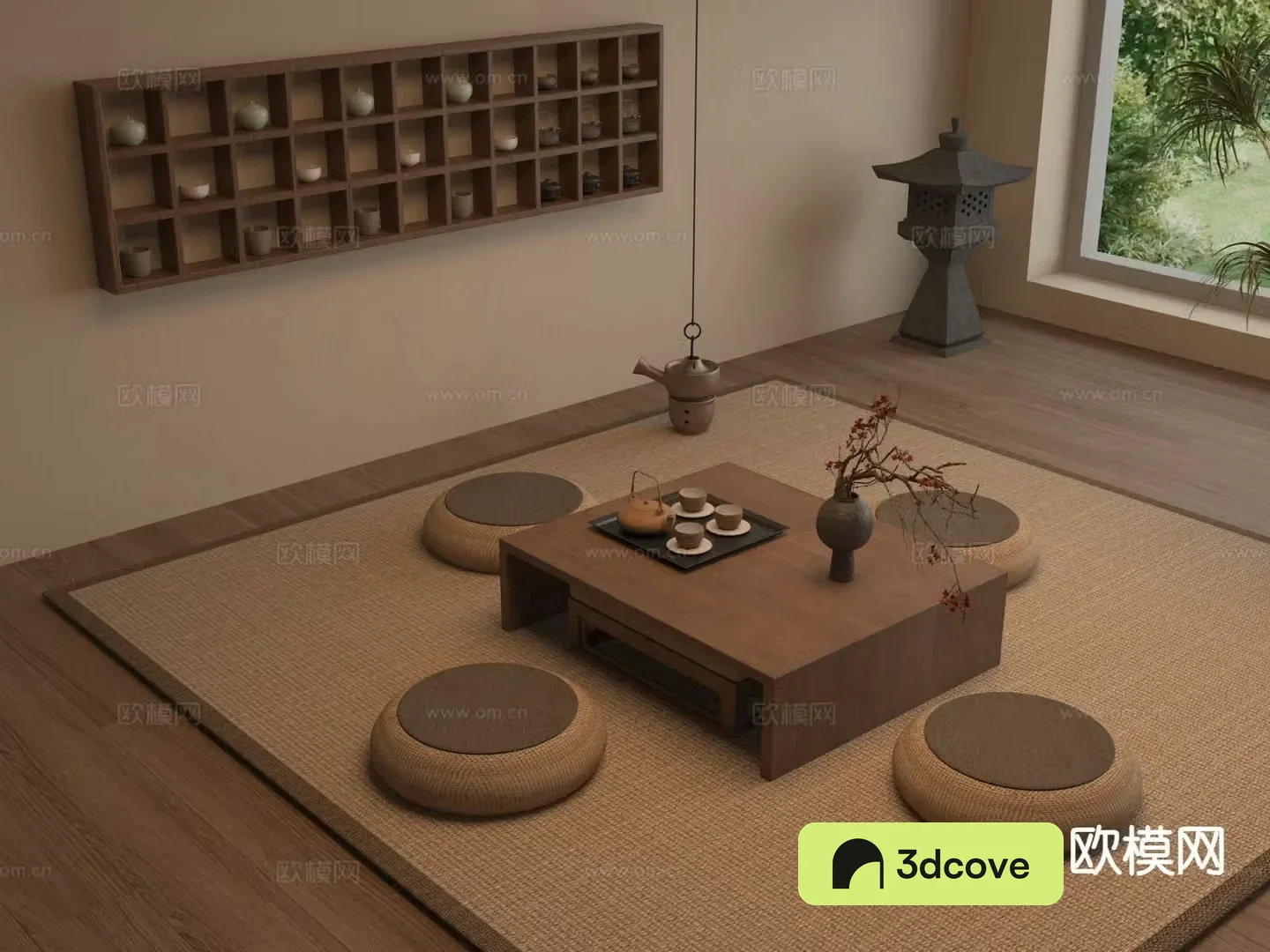 Middle-aged tea table tatami tea table 3D model