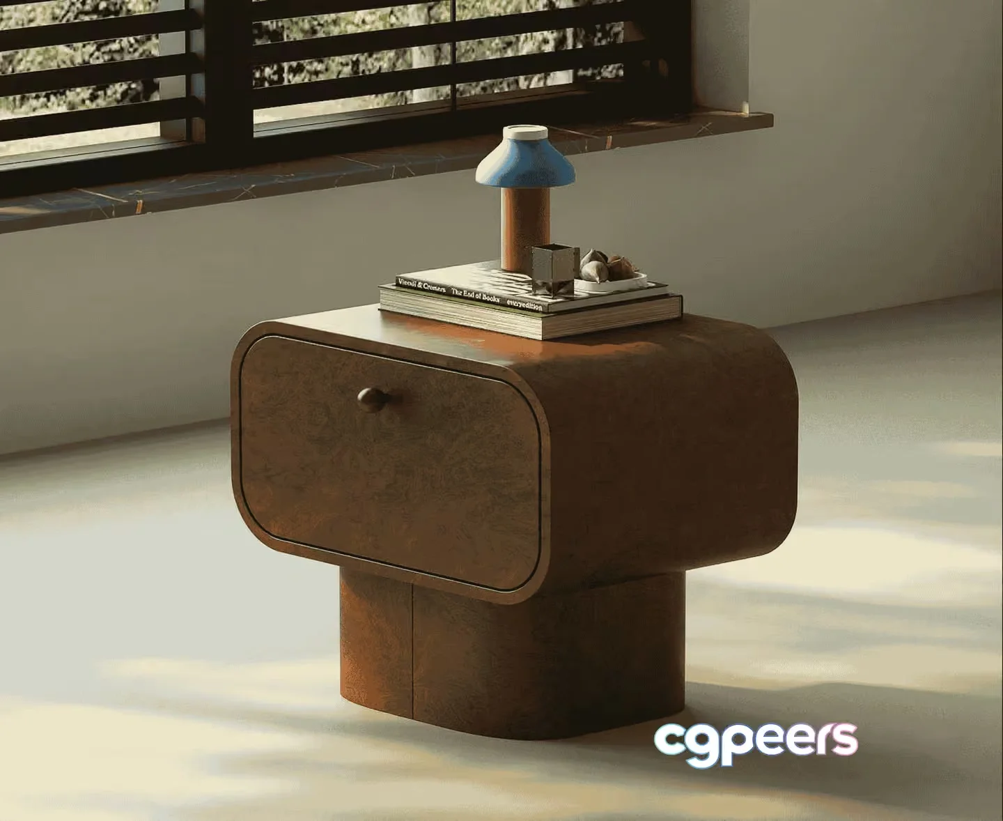 Mid-Century Modern Nightstand 3D Model – 11046 – VRAY Render