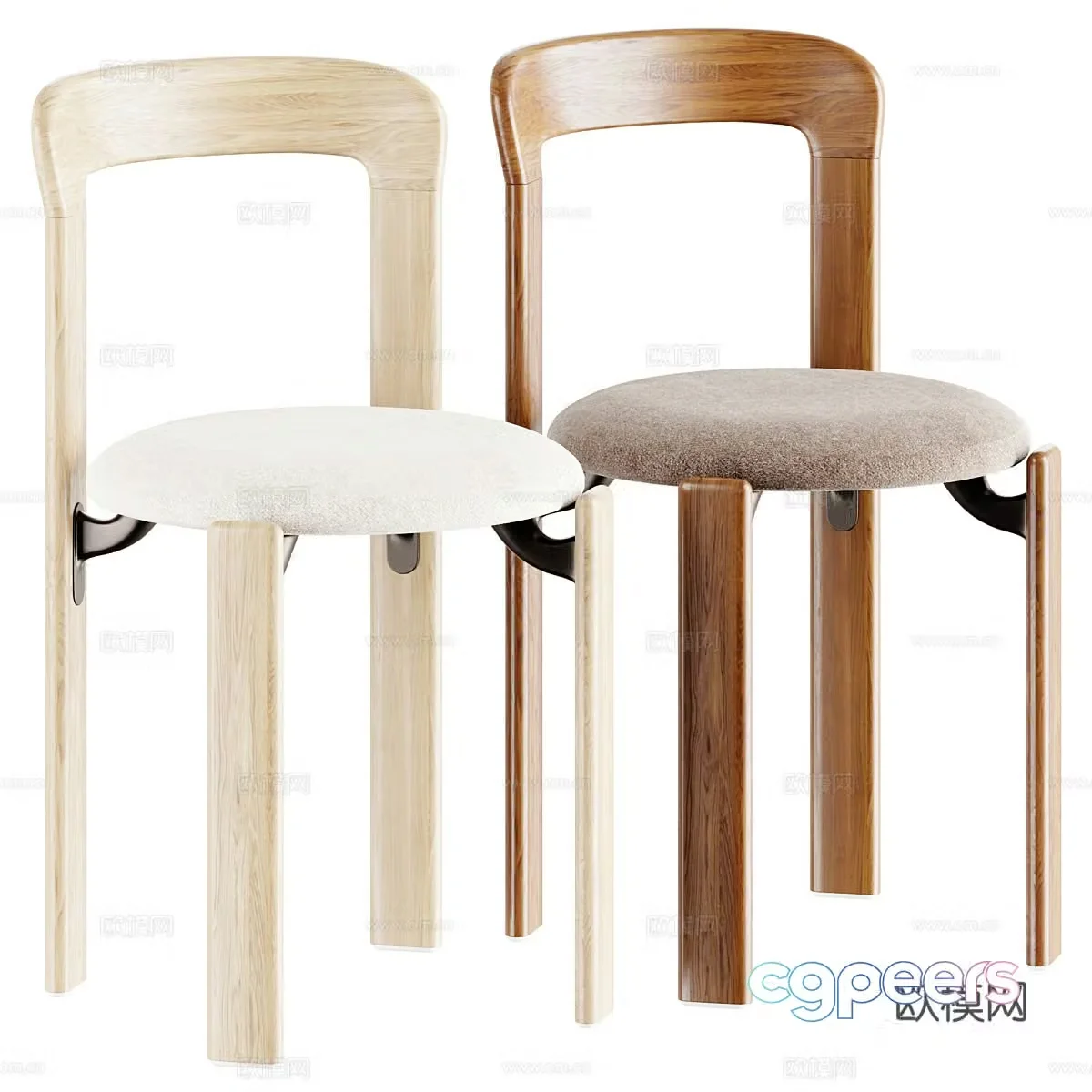 Medium style dining chair 3d model