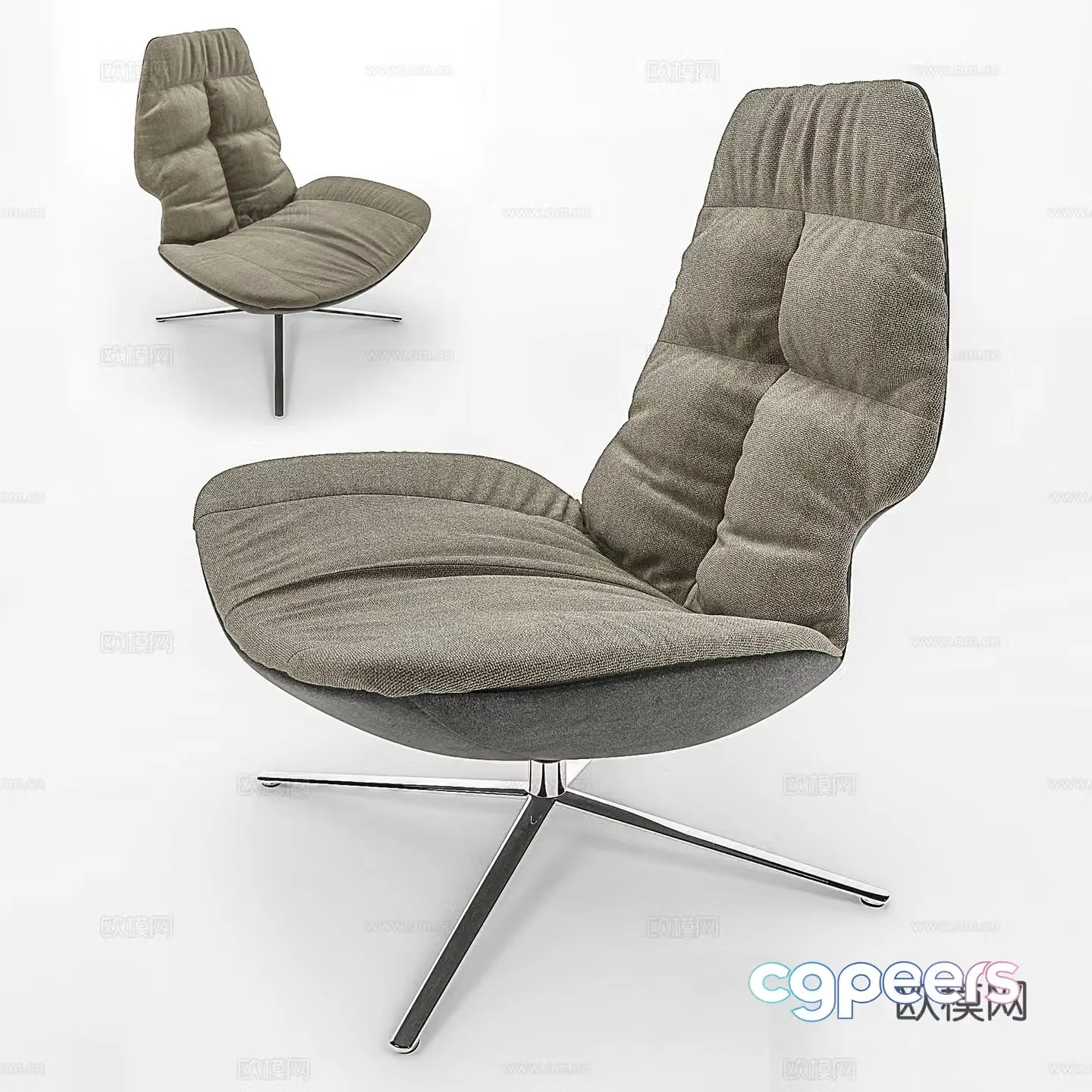Modern leisure chair cloth chair book chair single chair 3d model